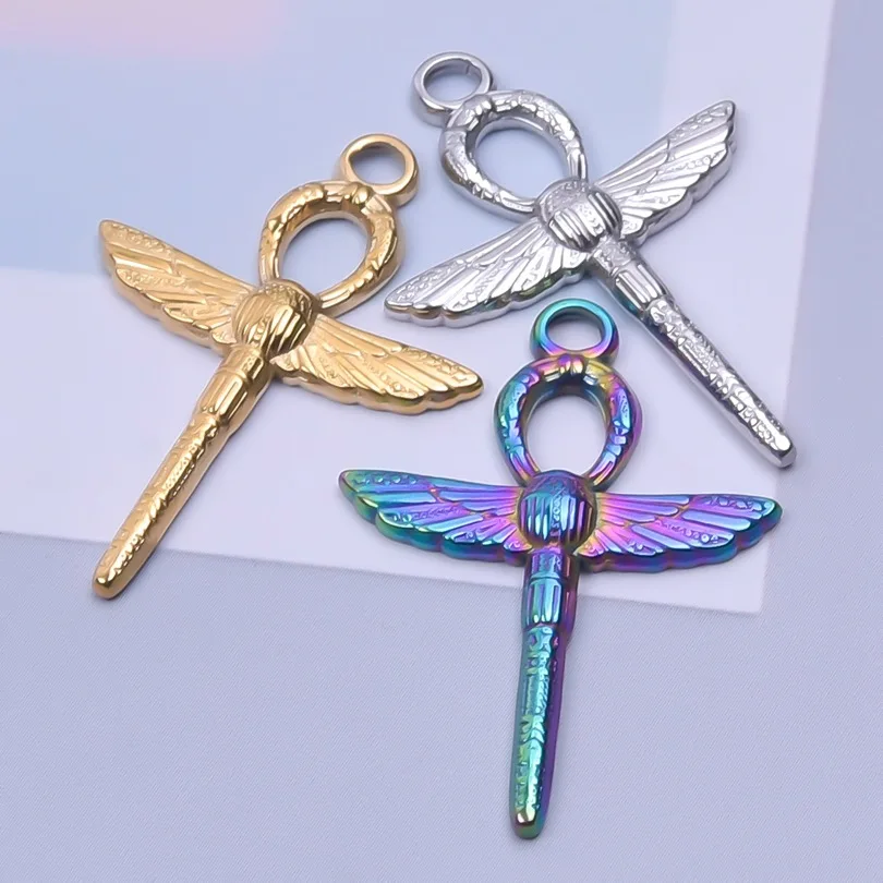 

WZNB 5Pcs Crosses Charms Stainless Steel Dragonfly Pendant for Jewelry Making Diy Earring Necklace Accessories Wholesale