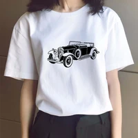 harajuku style graphic tops lady t shirts casual retro car graphicfemale t shirt girl clothing women exquisite white t shirt