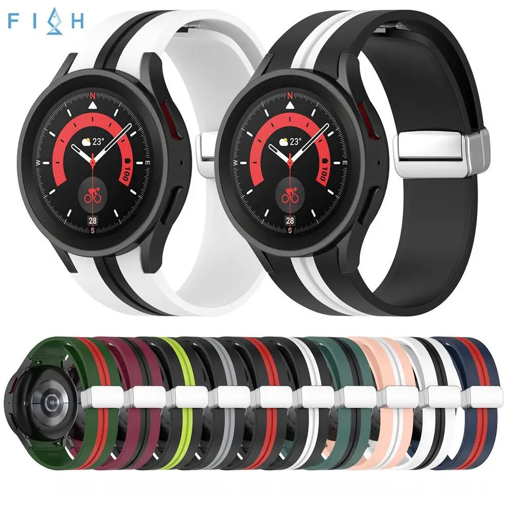 

Сменный силиконовый ремешок, совместимый с Samsung Galaxy Watch 5/5 Pro/4/4, классические Смарт-часы с серебристой пряжкой