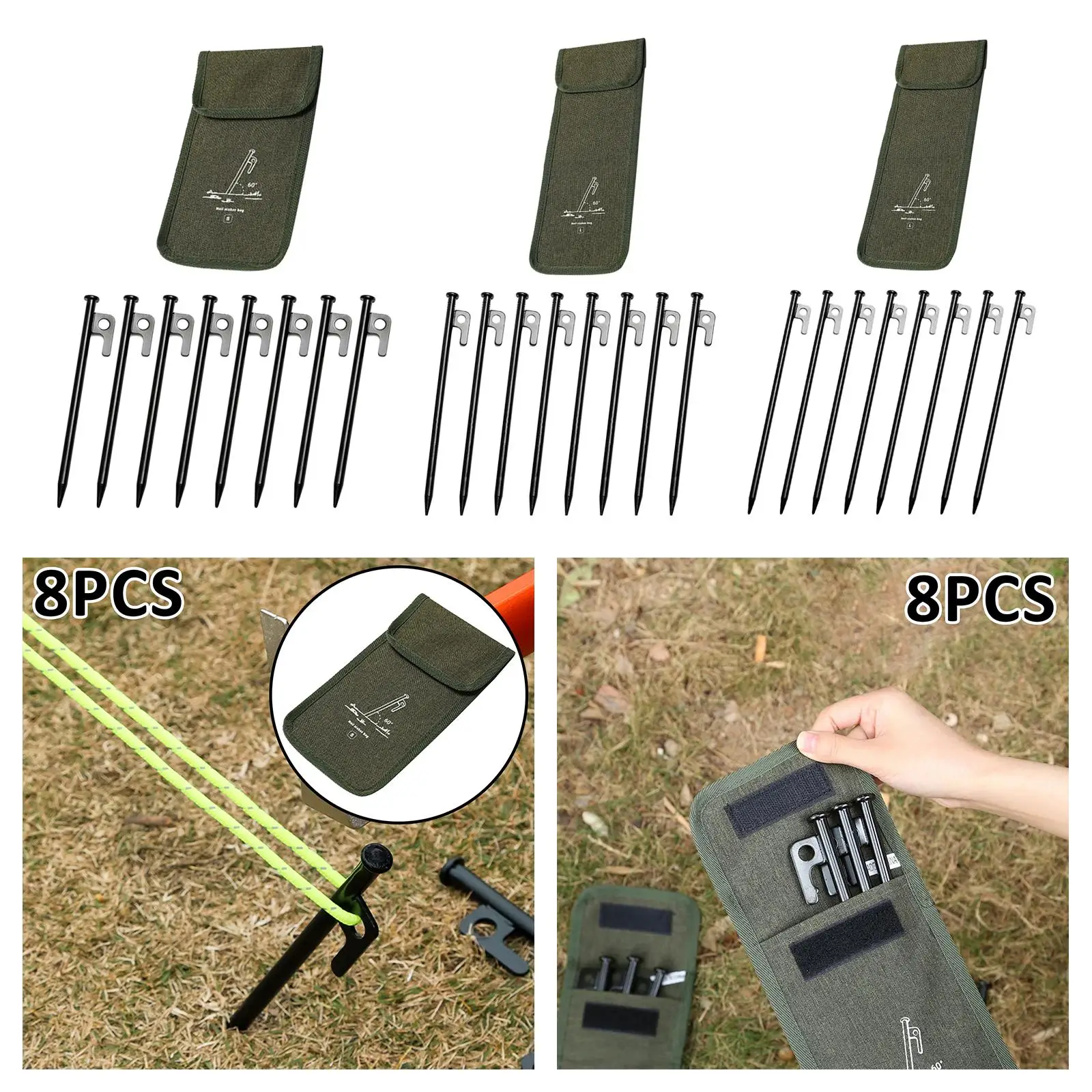 8 шт. колья для палатки с шипами кемпинга якоря прочная сталь сумкой хранения