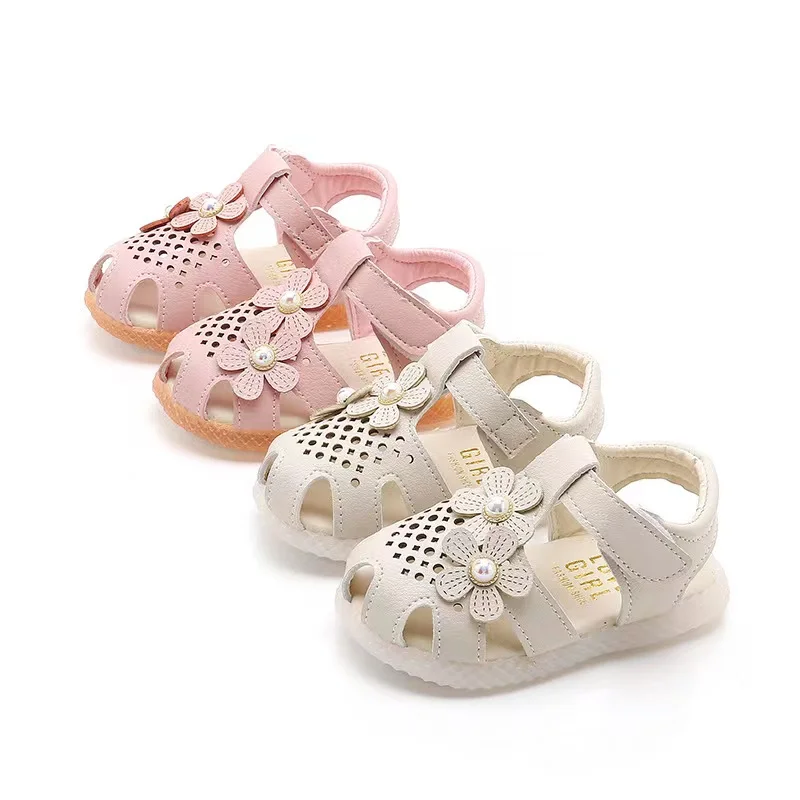 Congme 1-7 years Baby Girls Floral Sandals Summer Toddler Kids Cute Shoes Non-slip Soft Princess Walkers Shoes