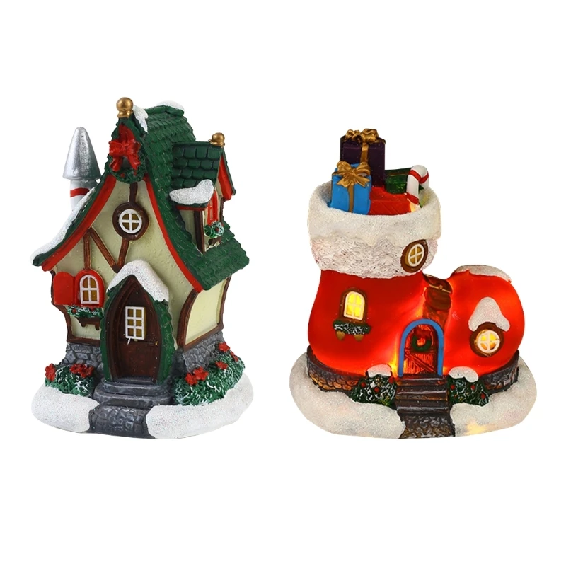 

Christmas Music Resin House/Boot Ornaments with LED Lights Friend Gifts