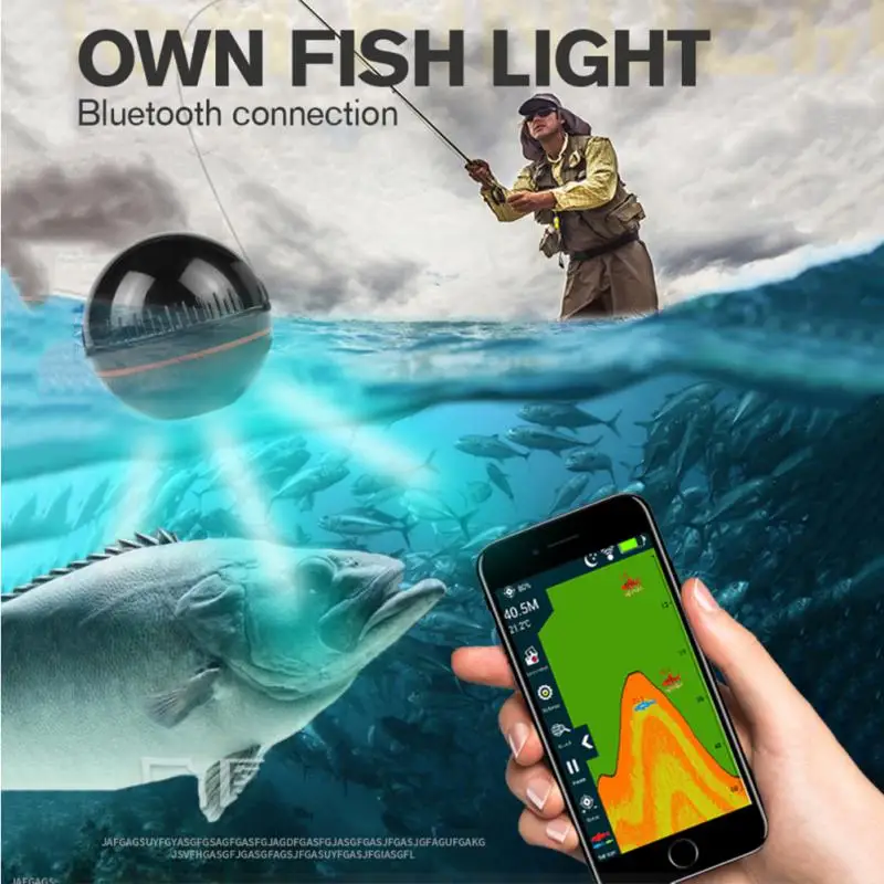 

Erchang XA02 Wireless Fish Finder Depth Echo Sounder Dual Frequency Sonar Alarm Transducer Fishfinder IOS&Android With GPS