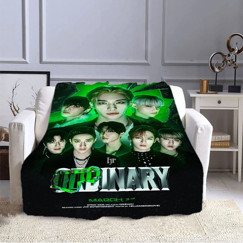 

Stray Kids Kpop Singer printed soft plush blanket, flannel blanket suitable for living room, bedroom, bed, sofa, picnic blanket