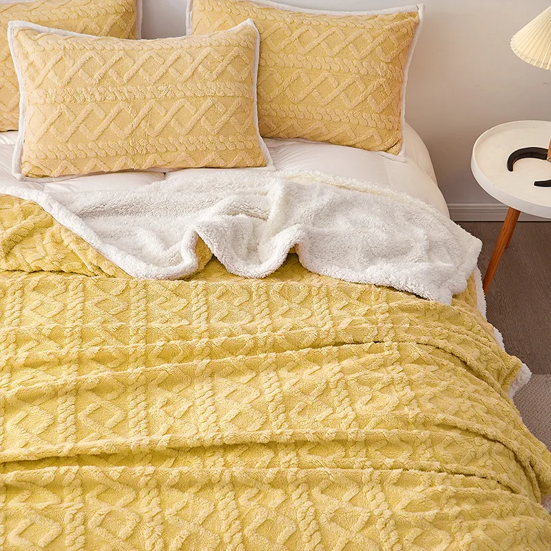 

Solid Color Flannel Blanket Bed Set Flannel Blanket for Bed Thick Flannel Blanket Winter Warm on The Bed