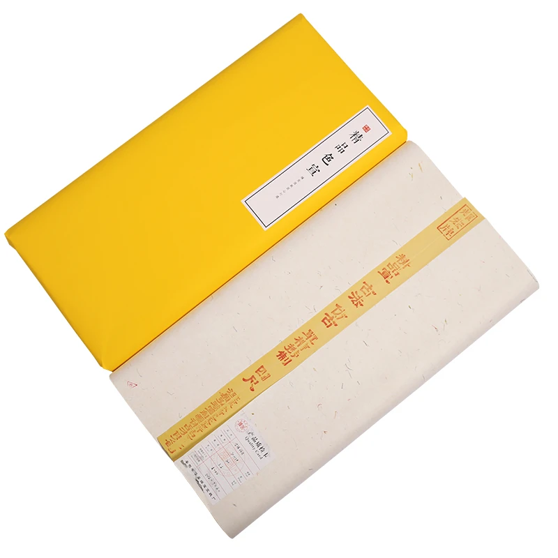 Raw Xuan Paper Chinese Sandalwood Bark Papier Freehand Painting Calligraphy Golden Foils Half Ripe Rice Paper Papel Para Dibujar