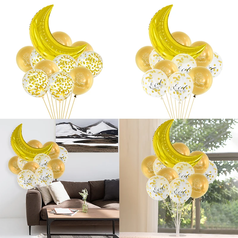 

Eid Mubarak Moon Confetti Latex Ballon Set Ramadan Decoration DIY Islamic Kareem Muslim Wedding Party Supplies Eid Mubarak Gift