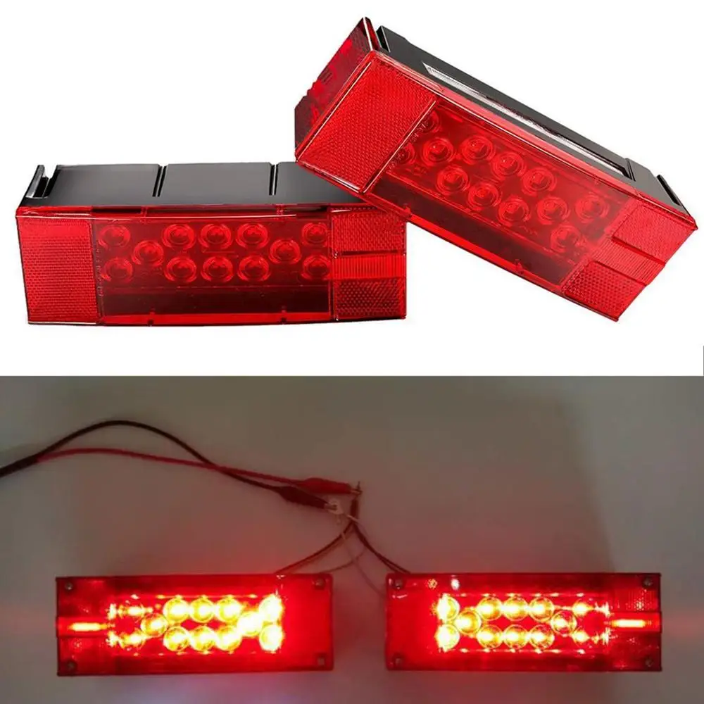 

1Pair Rectangle Shape Tail Stop Light Brake Lights For Truck Trailer