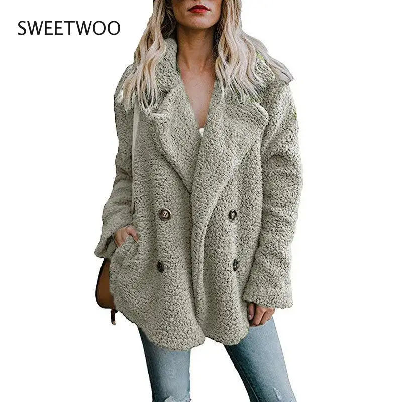 Female Warm Faux Fur Coat Women Autumn Winter Teddy Coat Casual Oversized Soft Fluffy Fleece Jackets Overcoat Dropshipping 2022