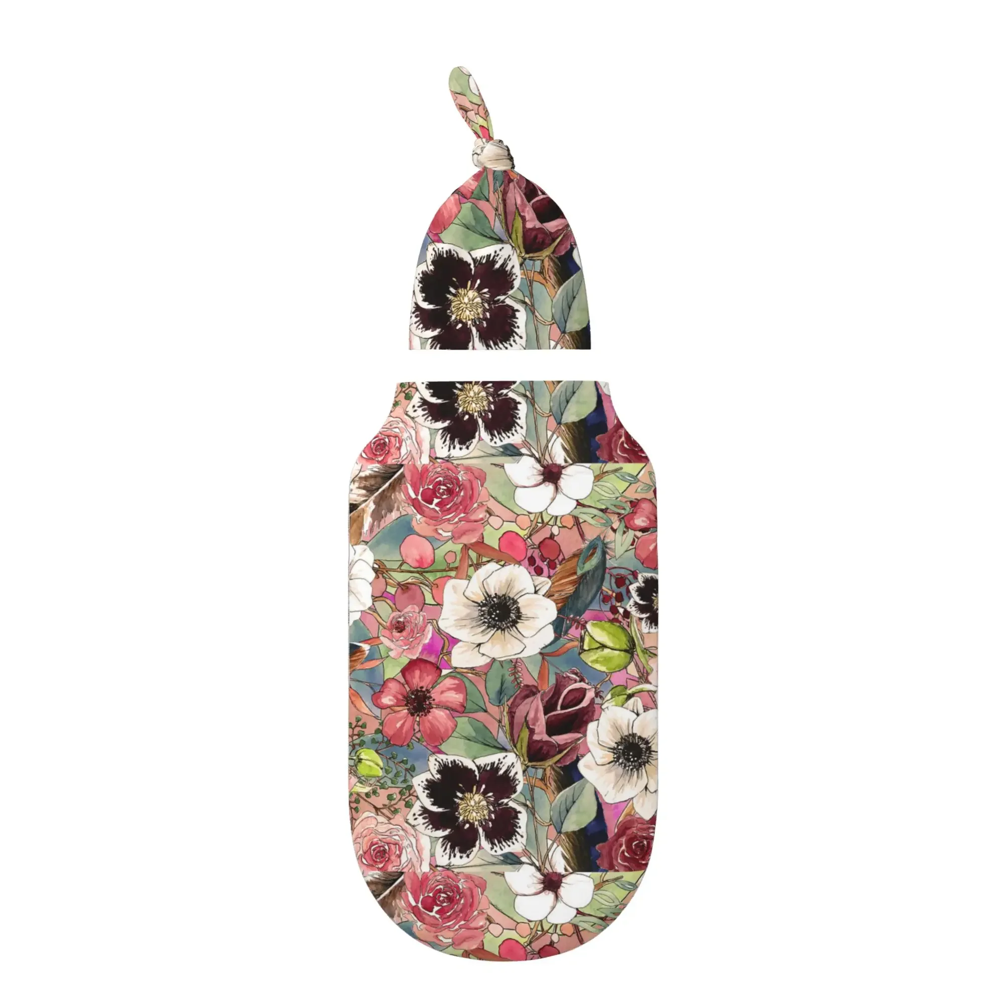 

Boho Flowers Baby Swaddle Blanket with Hat Set Baby Girl Boy Easy Adjustable Infant Sleep Sack Wrap Babies