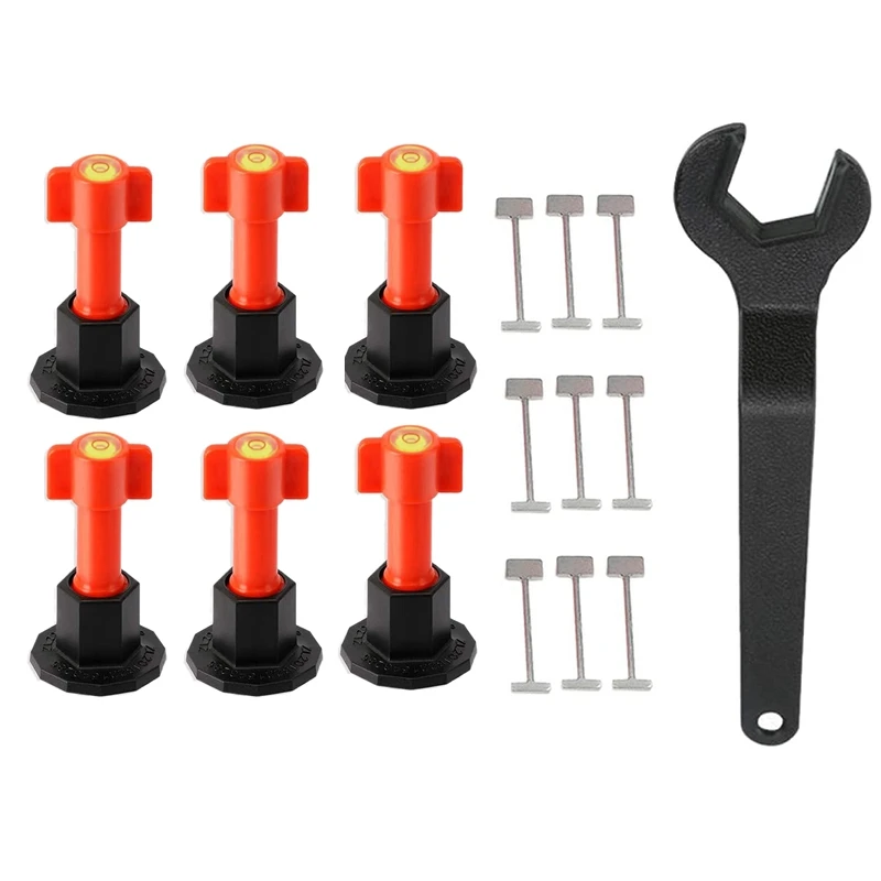 

HOT T-Pin Tile Leveling System With Bubble Level Head 25Pcs Reusable Tile Leveler 1 Wrench And 50Pcs 3Mm Tile Spacers