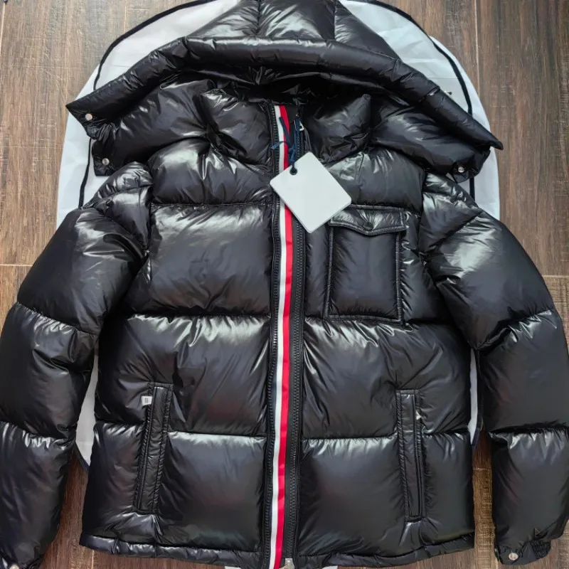 Зимний мужской пуховик с капюшоном лямка двойная молния пушистое теплое пальто