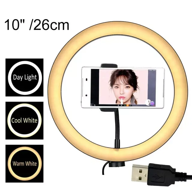 

2023 Youtube Shooting Vlog Selfie Circular Photo Ring Light Led Photographic Video Camera Lamp Studio Lighting Phone Holder secu