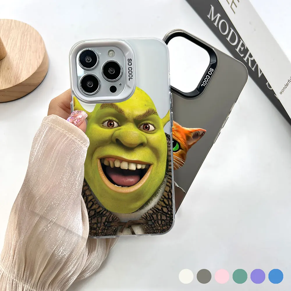 Забавный чехол для телефона Movie Shrek Apple iPhone 14 15 16 13 12 11 Pro 7 8 Plus X XR XS Max Cqoue Cool Laser Matte Cover