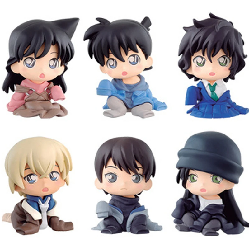 

Bandai Anime Detective Conan Capsule Toy Figures 4cm Sera Masumi Morofushi Hiromitsu PVC Gashapon Seated Model Toy Gift