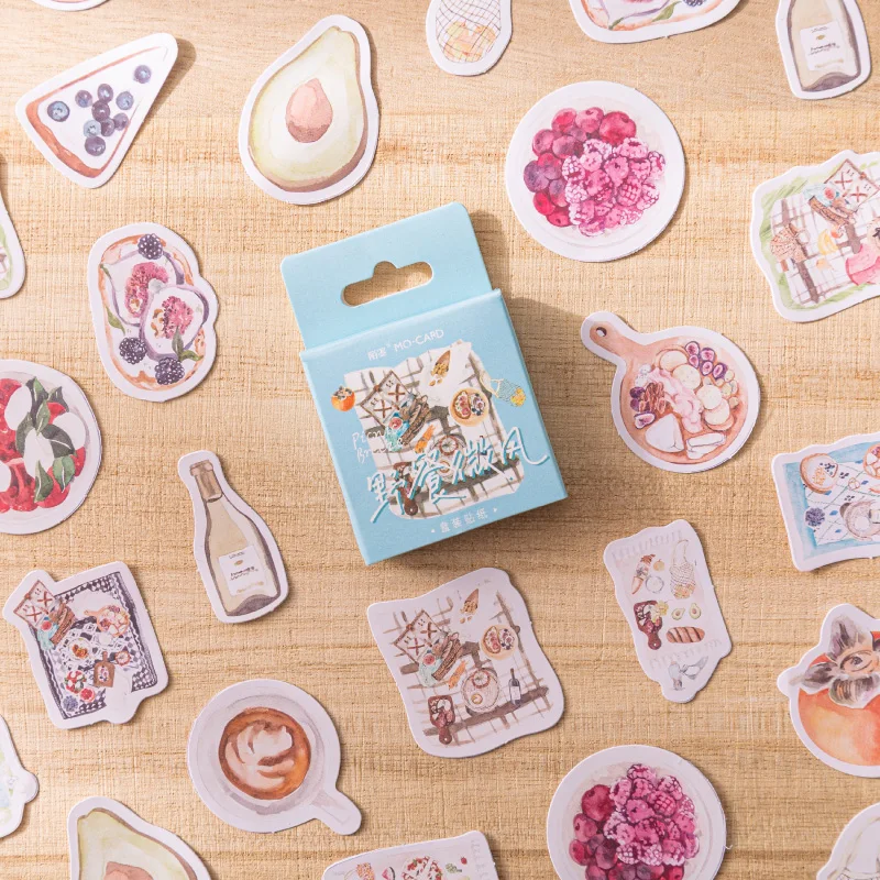

46Pieces Boxed Stickers Picnic Breeze Retro Handbook Diary DIY Material Decorative Sealing Stickers Gift sticker 4CM