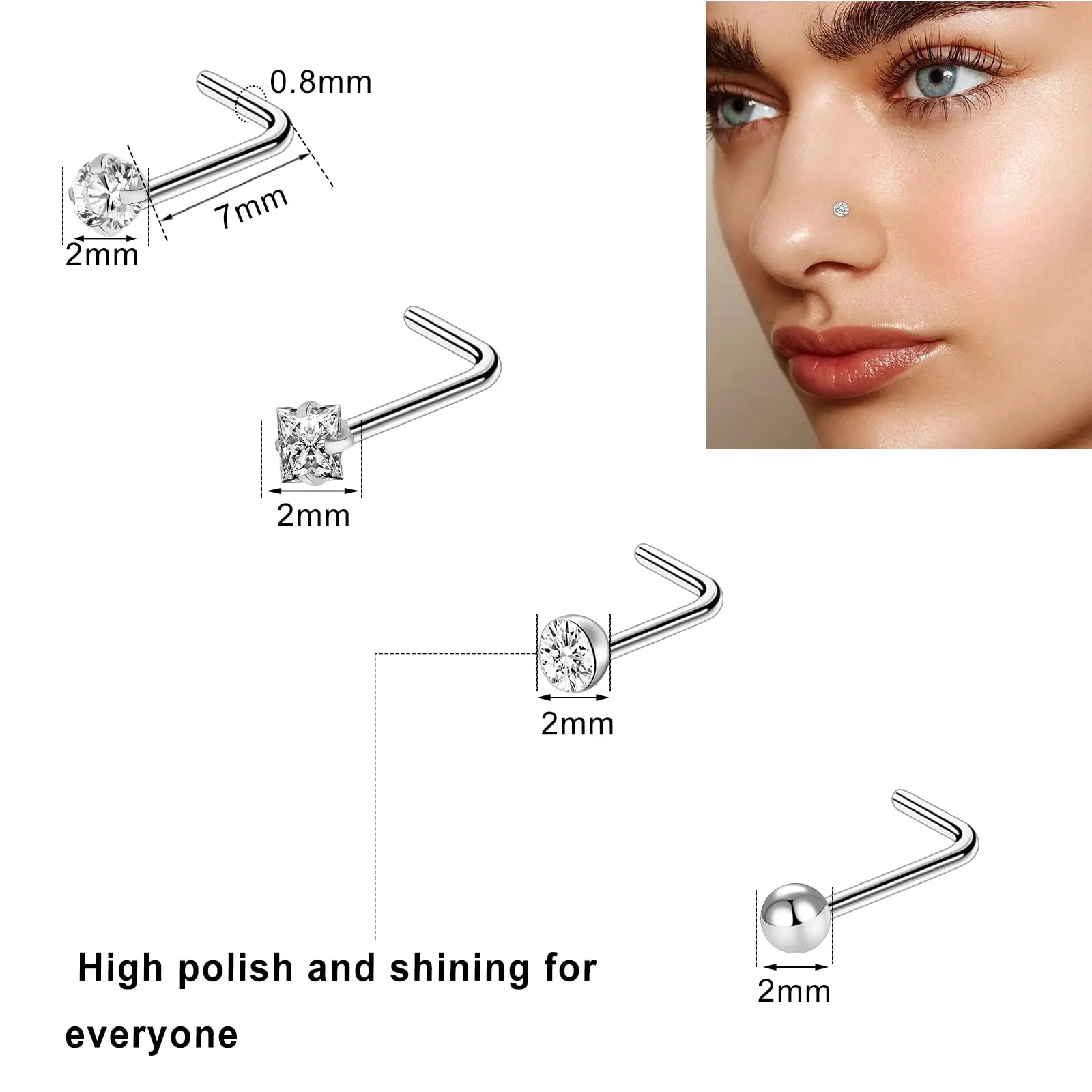 Кольца для носа гипоаллергенные из нержавеющей стали мужчин и женщин украшения