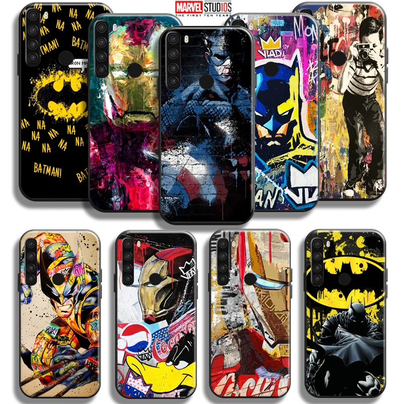 

Marvel Street Graffiti Phone Case For Xiaomi Redmi Note 8 8T 8 Pro For Redmi 8 8A Soft Carcasa Silicone Cover Black Coque