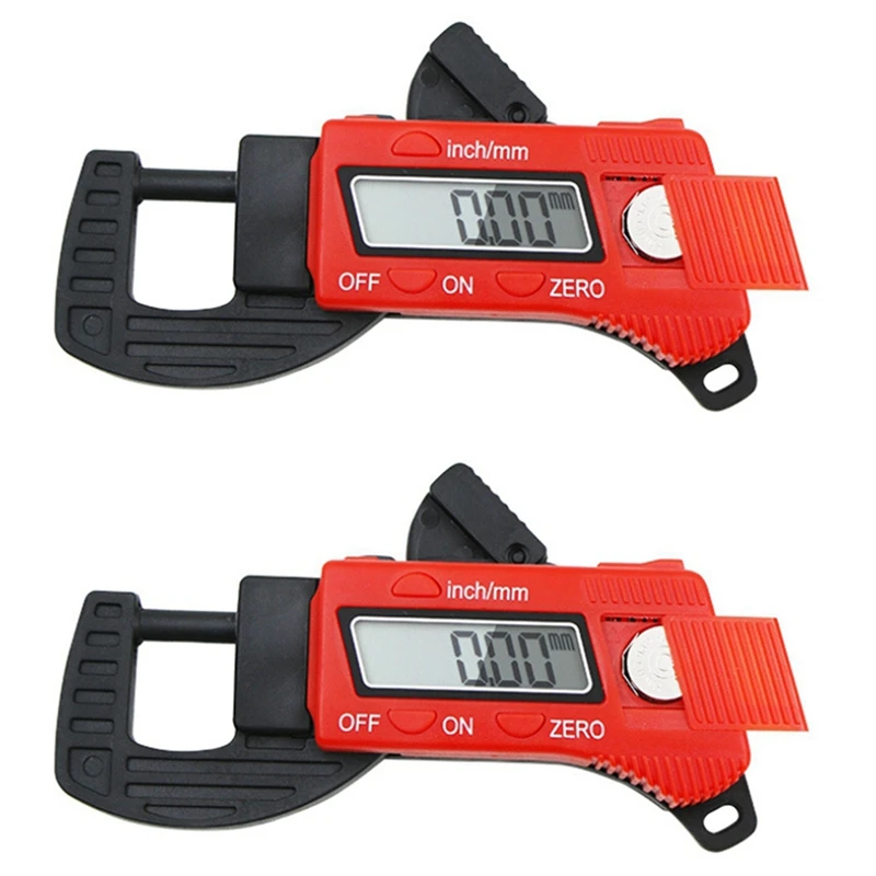 

2 Pcs 0-12.7Mm Plastic Carbon Fiber Composites Digital Thickness Caliper Micrometer Gauge