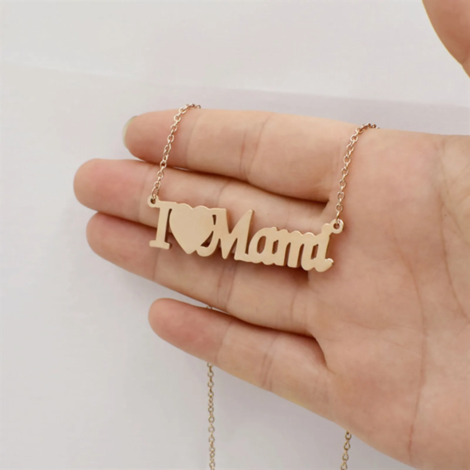 Ожерелье на День Матери DoreenBeads 304 из нержавеющей стали кулон I Love Mom длиной 40 см (15 6/8