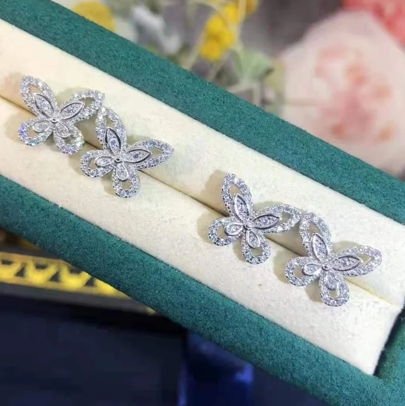 

ANGLANG Luxury Butterfly CZ Dangle Earrings Women White Simple Elegant Earrings Wedding Trendy Jewelry