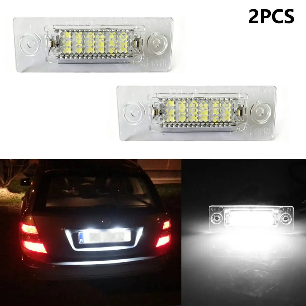Фото 2 шт. задних светодиодных SMD-ламп для подсветки номерного знака для Passat B6 Variant B5, VW Golf MK5 Plus, Caddy, Touran, Jetta VI, Transporter T5 №1