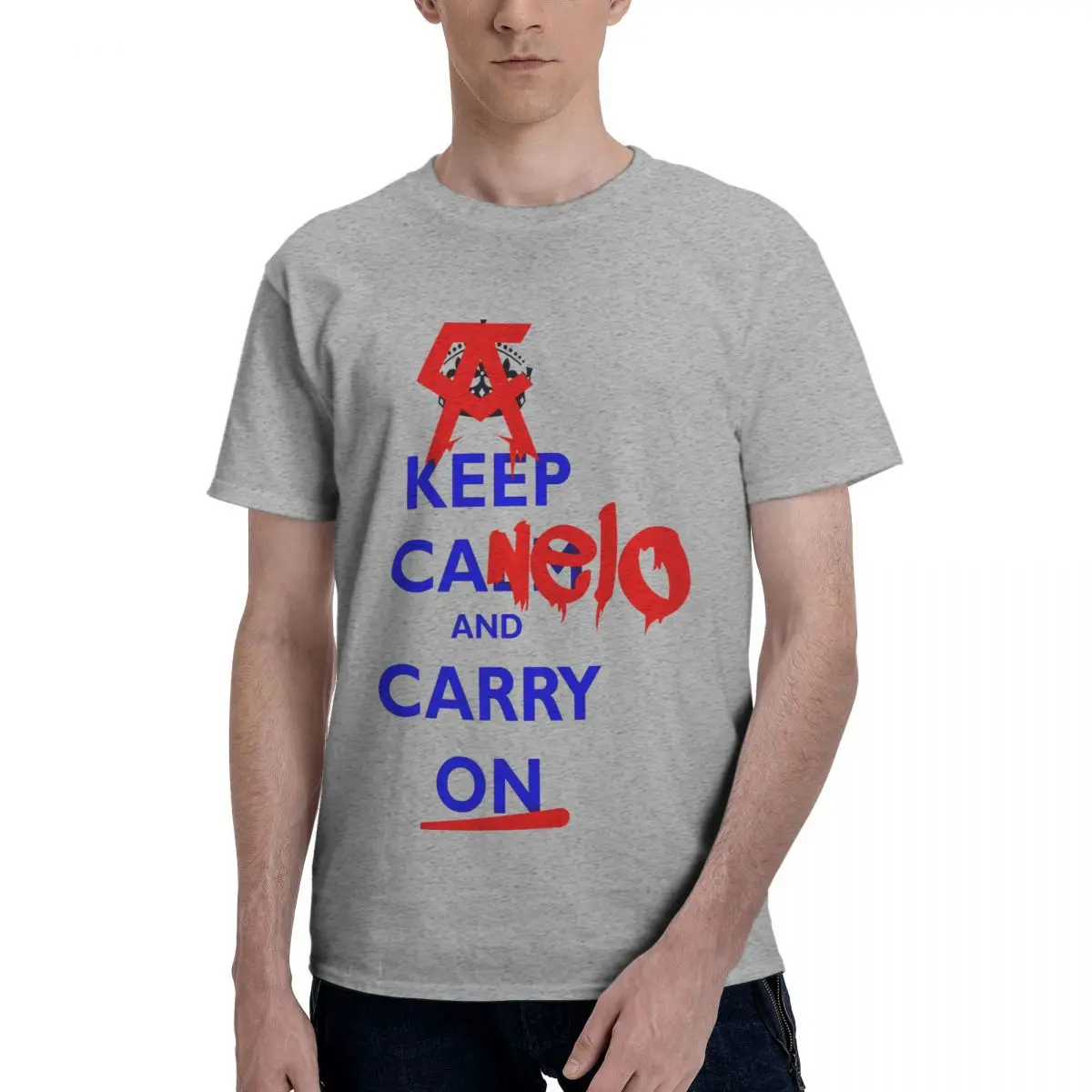 

Anime Keep Caneloer And Carry On Humor Graphic Men's Basic Short Sleeve T-Shirt men set Thai boxing Classic Tees Tops