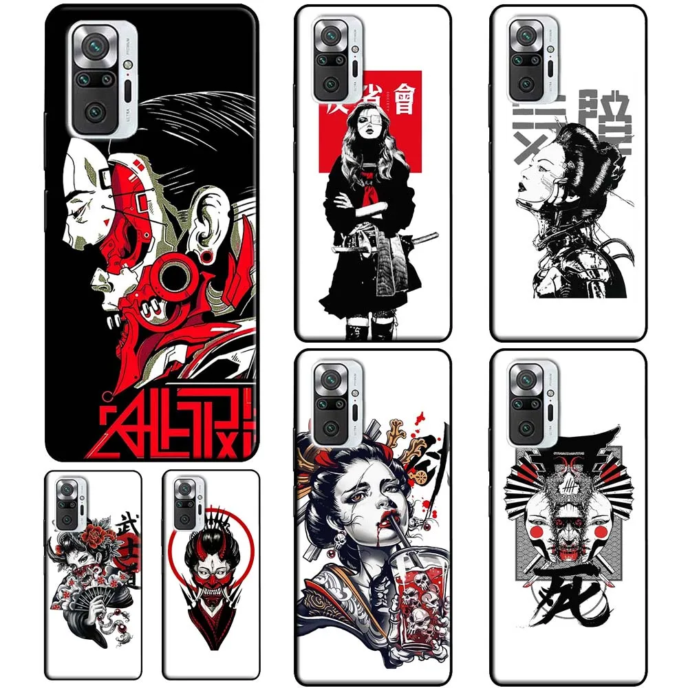 Японский чехол Geisha Girl Vaporwave для телефона Xiaomi Redmi Note 11 Pro 10 9 8 10S 9S 9A 9C 9T - купить по
