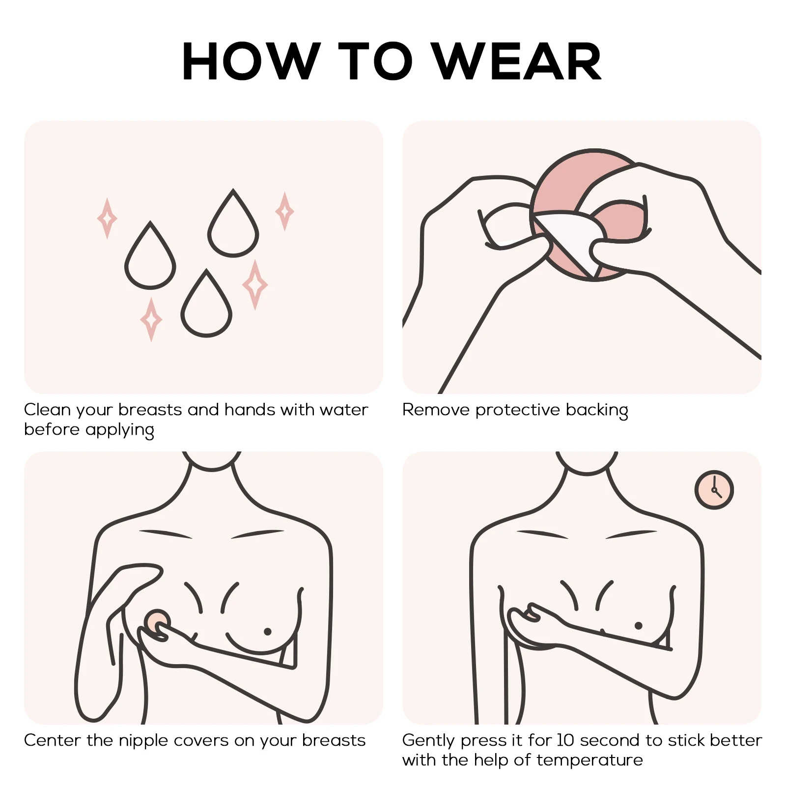 DOBREVA 2 Pairs Silicone Sticky Bra Women Non-Adhesive Nipple Pads Covers Reusable Breast Petals Ultra Thin Pasties with Box