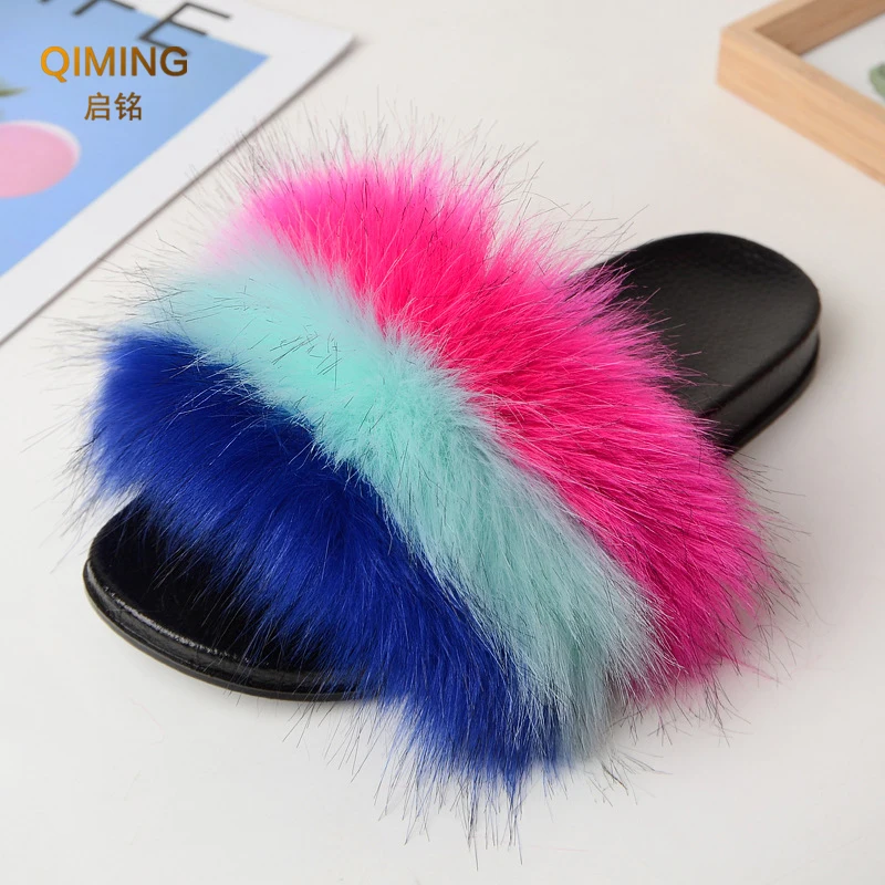 Summer Faux Fur Slippers Fuzzy Fur Slides For Women Fluffy Sandals Indoor Outdoor Ladies Shoes Woman Slipper Furry Flip Flops images - 6