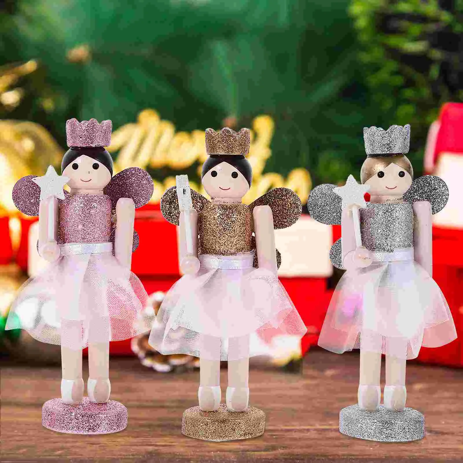 

4 Pcs Ornaments Nutcrackers Decorations Christmas Figures Pendant Xmas Gift Angel Tabletop Office