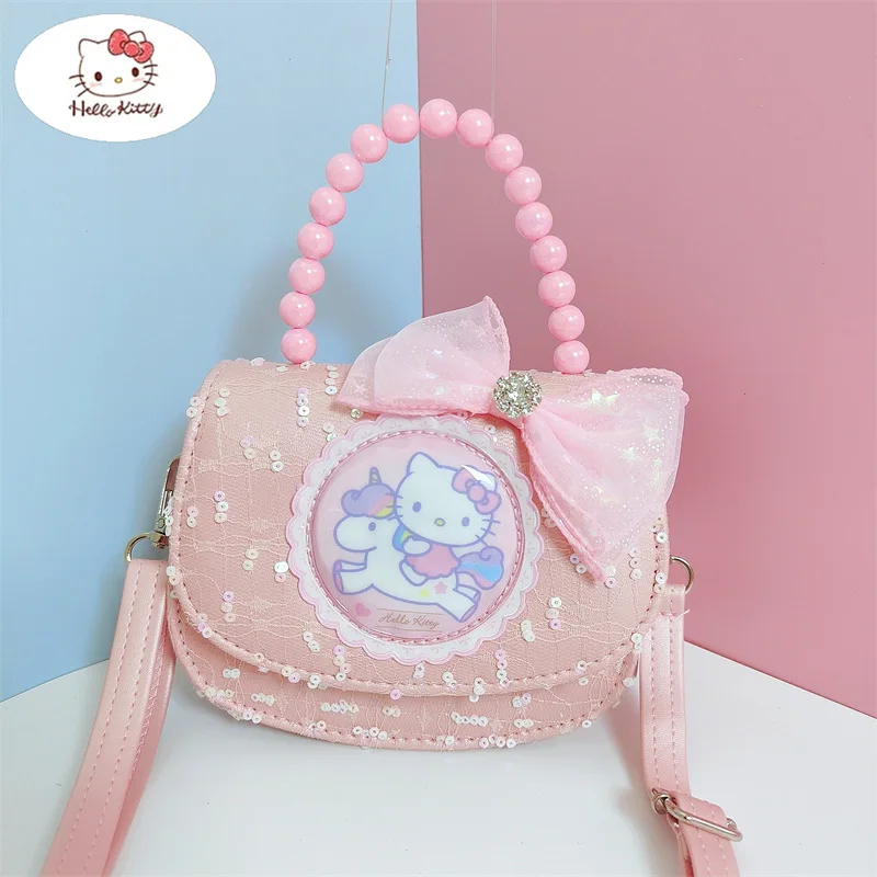 Hello Kitty Genuine Children's Bags Baby Handbag Bright Light-Emitting Small Bag Princess Crossbody Bag