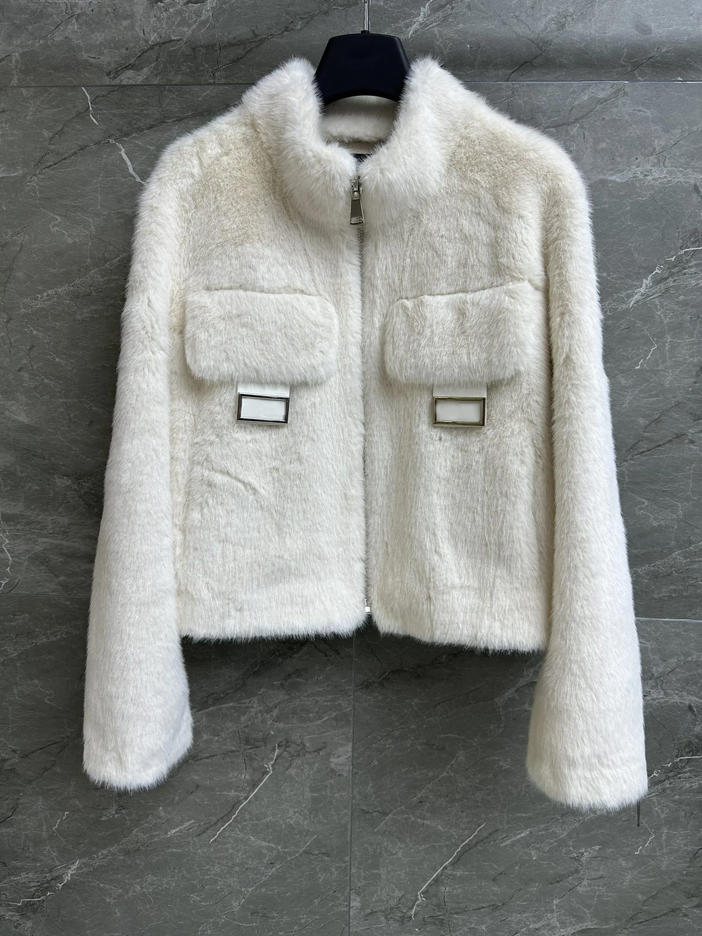 

Норковое Пальто с воротником-стойкой и молнией