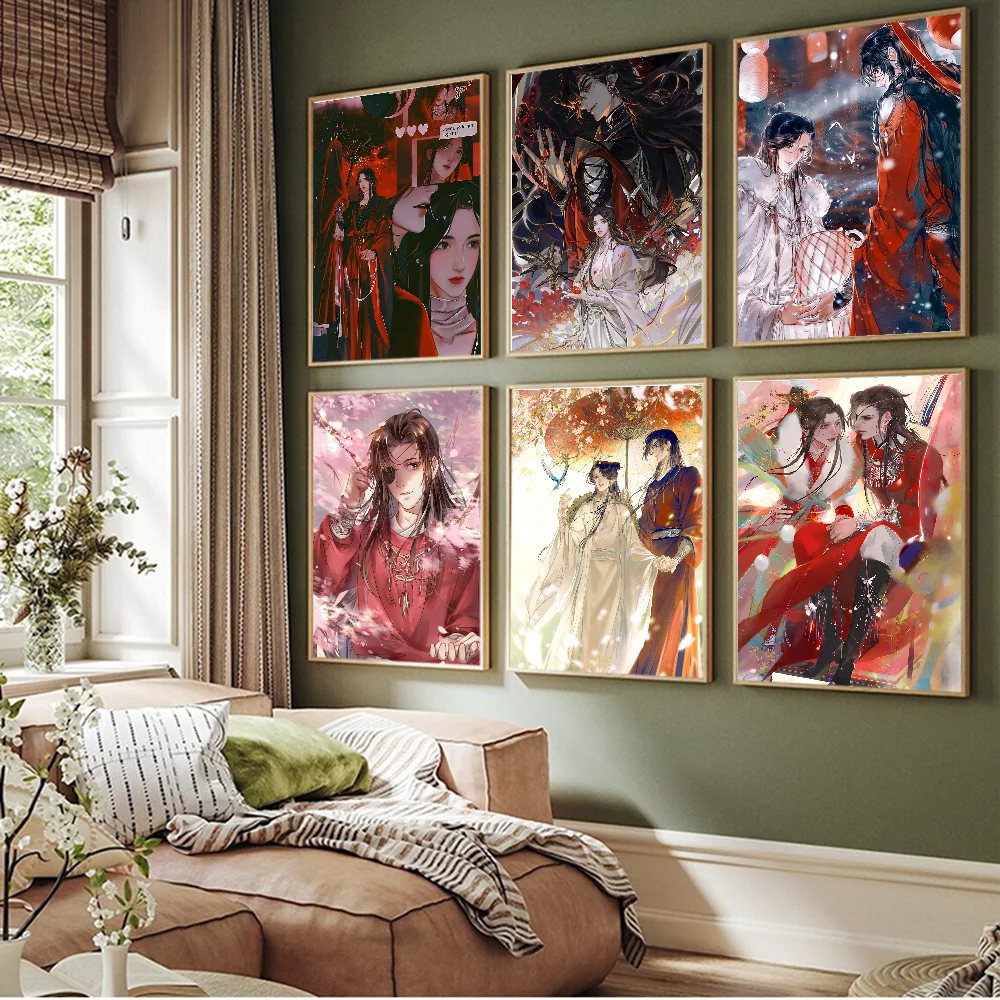 Небесные чиновники благословение самоклеящийся художественный постер ретро