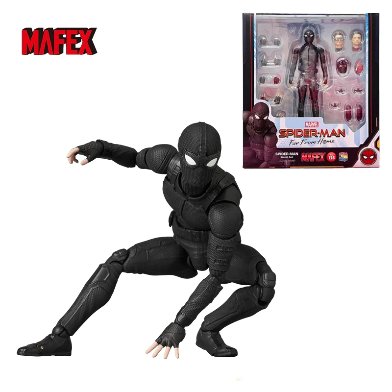 

В наличии MAFEX Человек-паук № 125 экспедиция герои черный костюм стелс экшн-фигурка игрушка подарок Коллекционная модель хобби