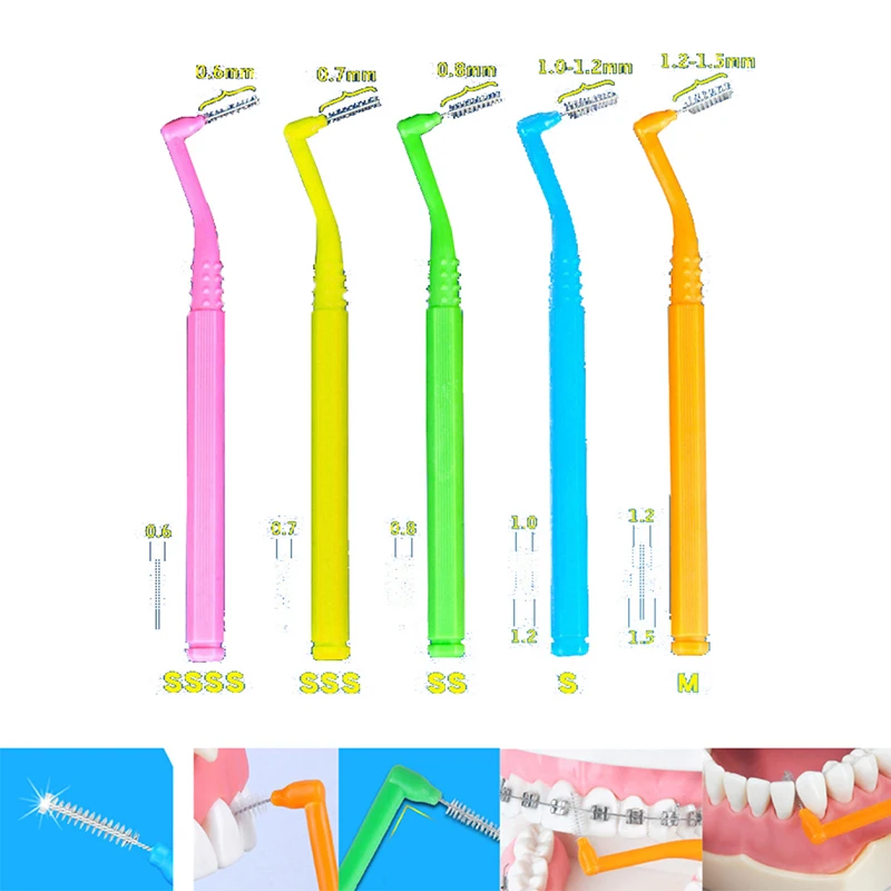 

10pcs 0.6-1.0 MM Adults Interdental Brush Clean Between Teeth Floss Tool