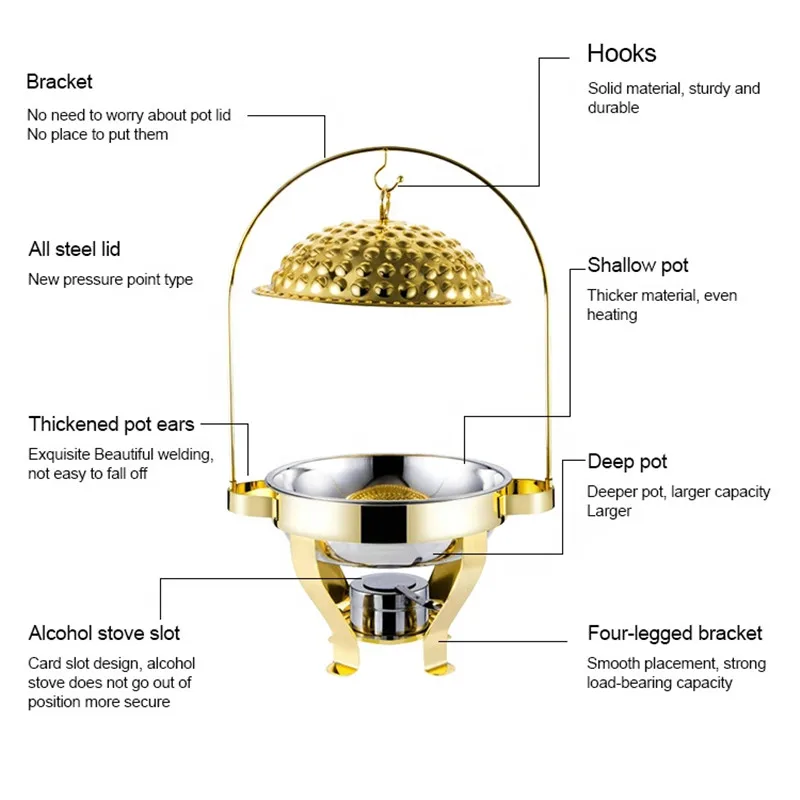 Оптовая продажа подогреватель блюд в форме буфета из нержавеющей стали набор с