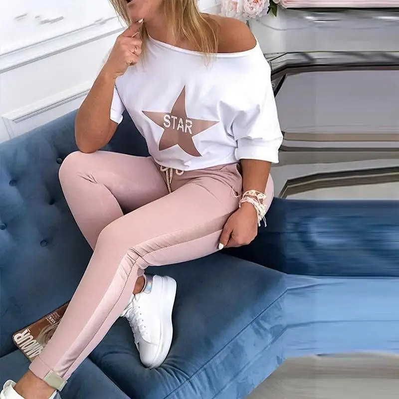 

350523001 New Star Letter Printing Casual Set from Europe and America