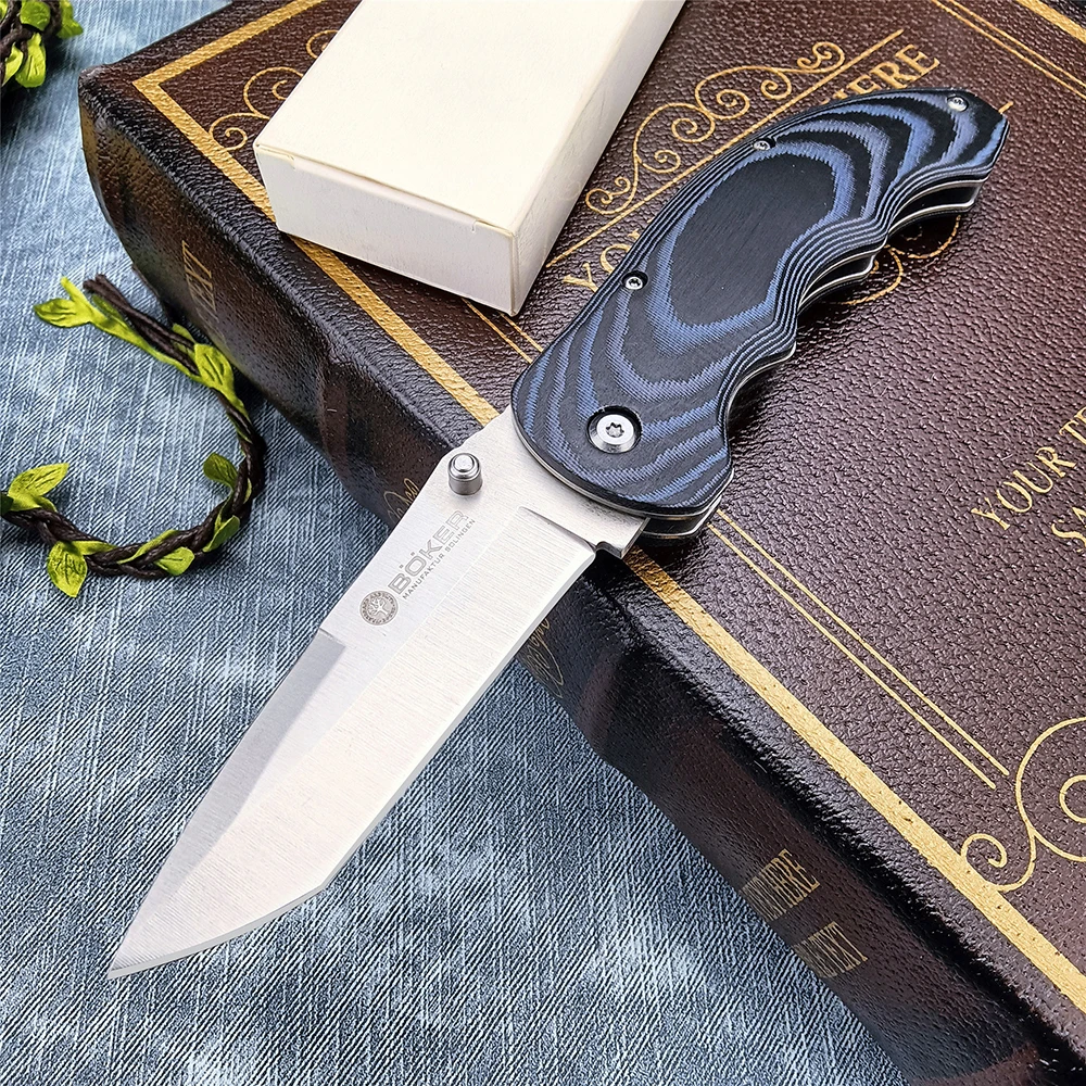 

Easily Carry Outoor Pocket Knife - Boker Survival Stainless Steel Blade Camping Hunting Self Defense Folding Mikata Handle Tool