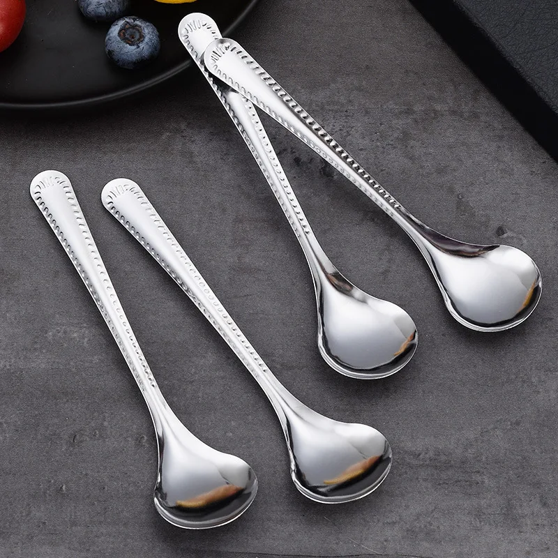 Короткая ручка нержавеющая сталь ледяная ложка разноцветная кухонная холодная напиток фруктовая мешалка для кофе сливки малая десертная лопатка