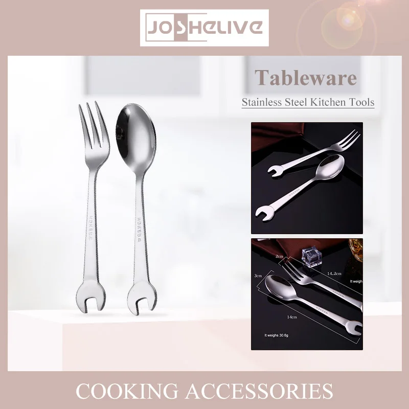 

Wrench Shape Tableware Fork Spoon Gift Fruit Dessert Salad Forks Home Dinnerware Cooking Accessories Tableware Kitchen Tools