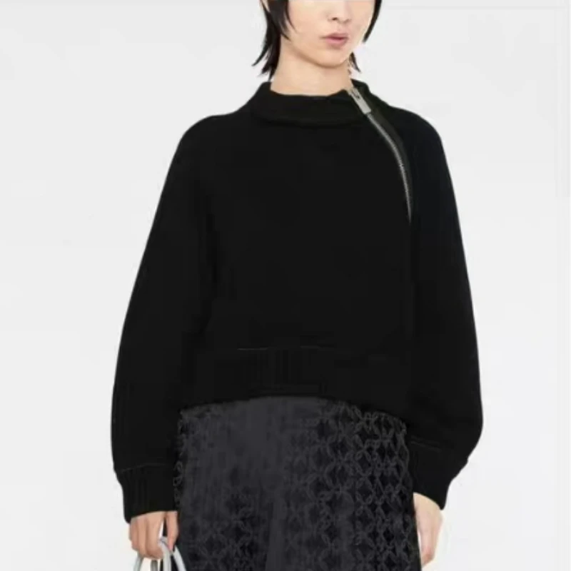 

Женский зимний Повседневный пуловер, Свободный свитшот с длинными рукавами и Диагональной молнией, новинка