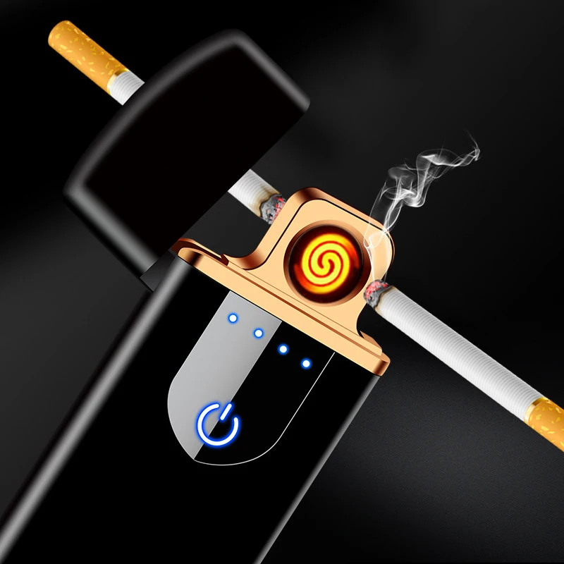 

New Touch USB Lighter Rechargeable Lighter Windproof USB Electronic Cigarette Lighter Smoke Accessories Gift torch lighter
