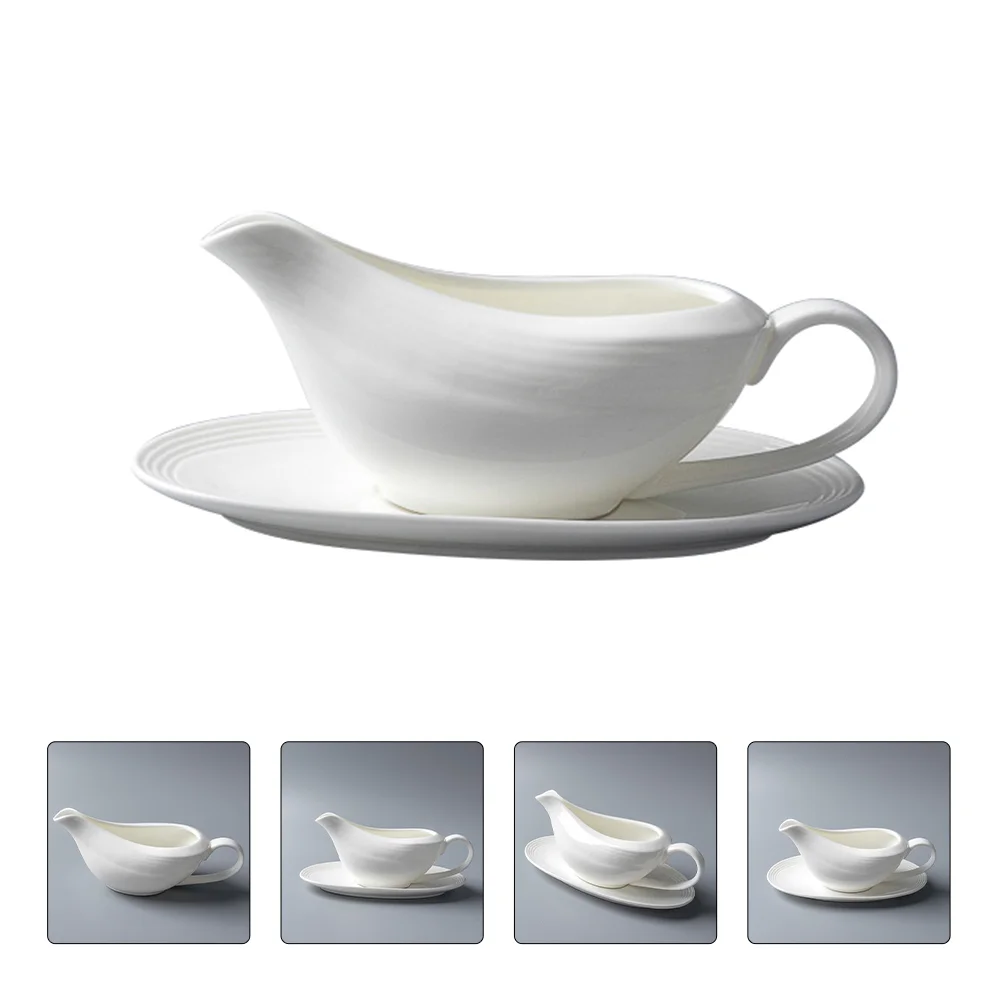 

1 Set Handle Dripless Lip Spice Flavor Gravy Boat Dish Salt Sauce Canister