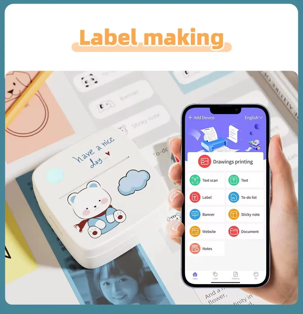 Мини-беспроводной Bluetooth-термопринтер 200 Точек На Дюйм