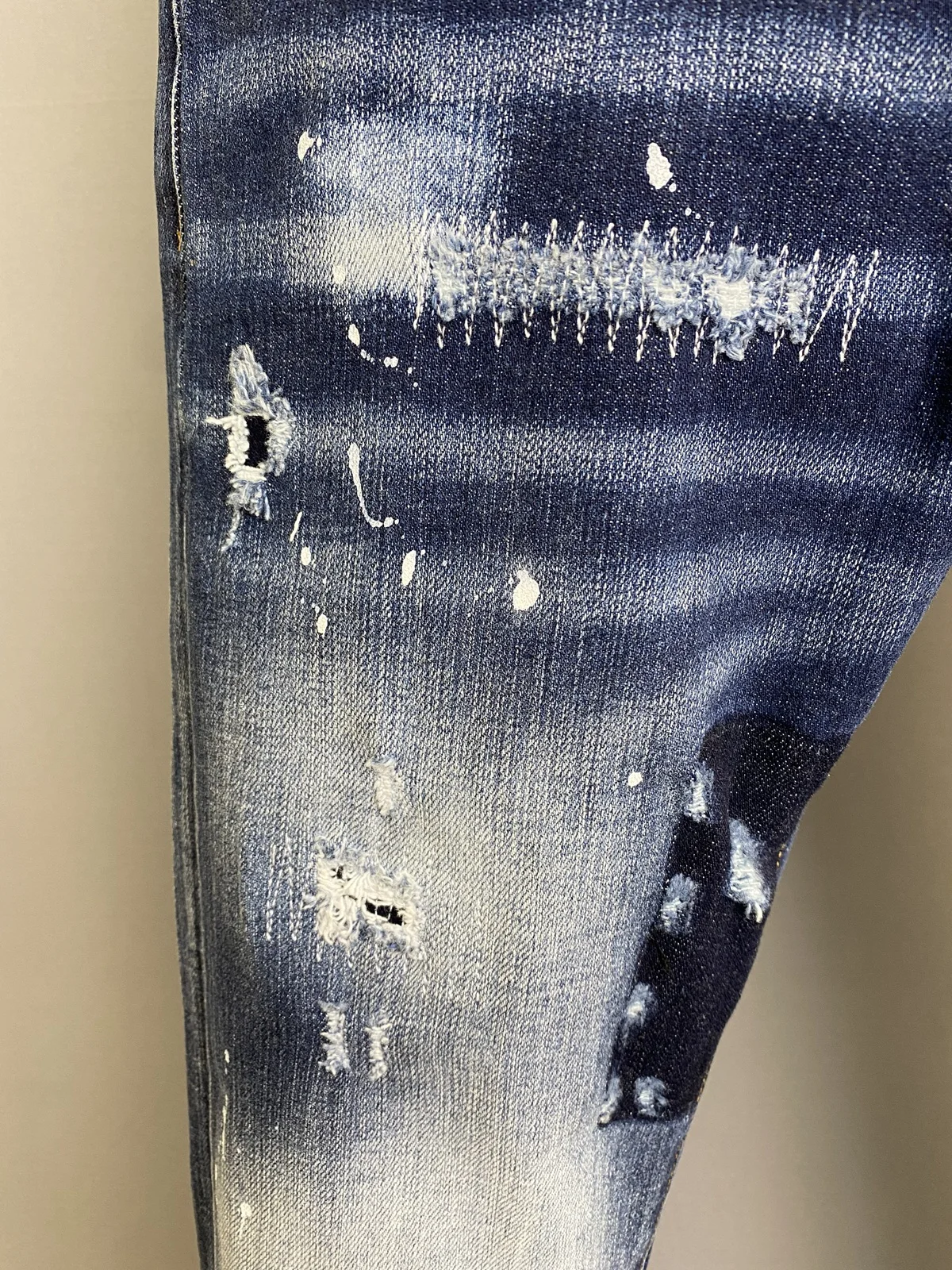 2023 Trendy New D2 Jeans Men's Slim Fit Elastic Feet Versatile Men's Embroidery Label Simple and Fashionable