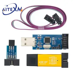 USBASP USBISP AVR Programmer USB ATMEGA8 ATMEGA128 ATtiny/CAN/PWM 10Pin Wire Module DIY + 10Pin To 6 Pin Adapter Board Shell