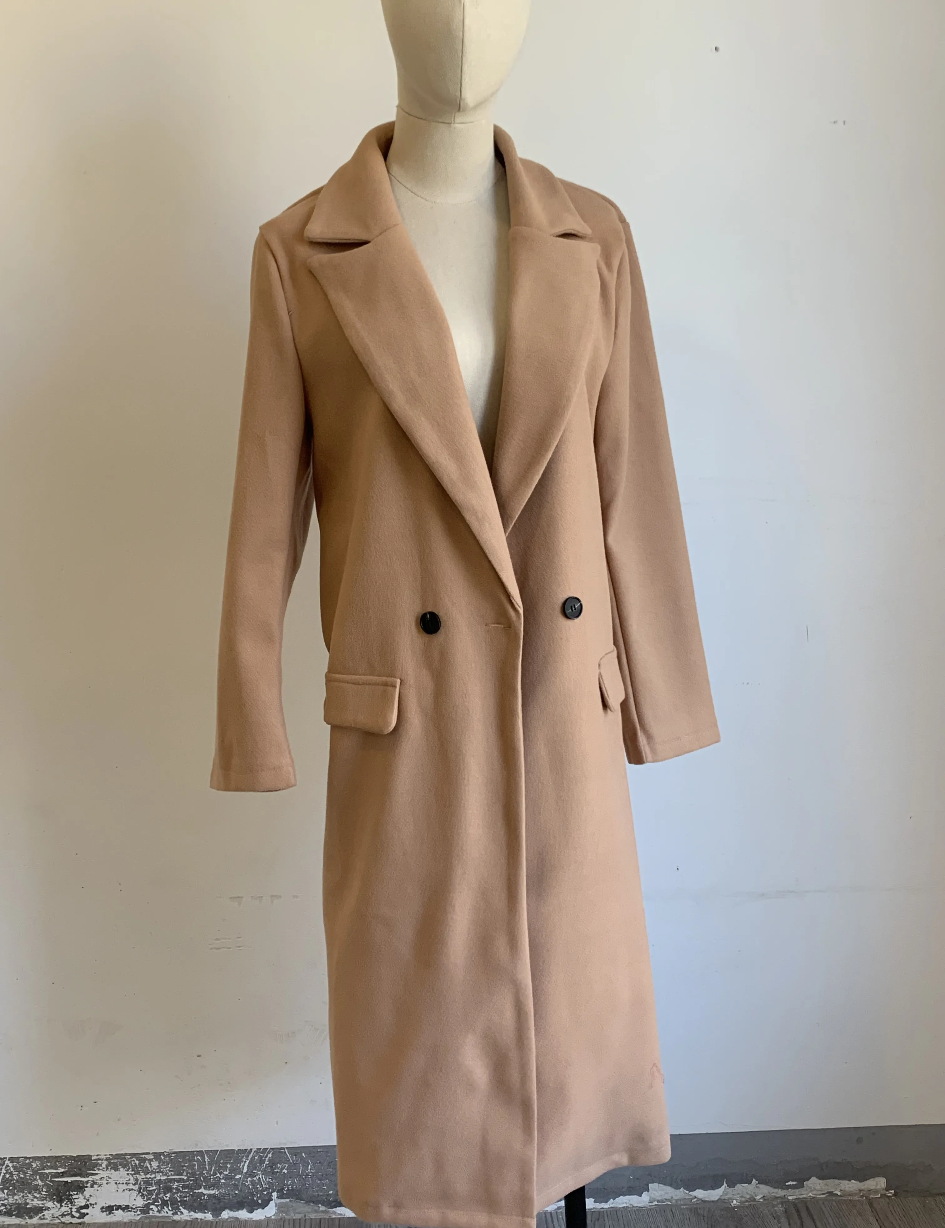 Женское шерстяное пальто однотонная стеганая Ветровка цвета хаки с длинным