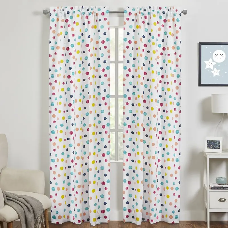 

Dots Glow in Dark Rod Pocket Curtain Panel Pair, , 38 Door curtains for doorways Curtain blackout Pink curtains for bedroom Pin
