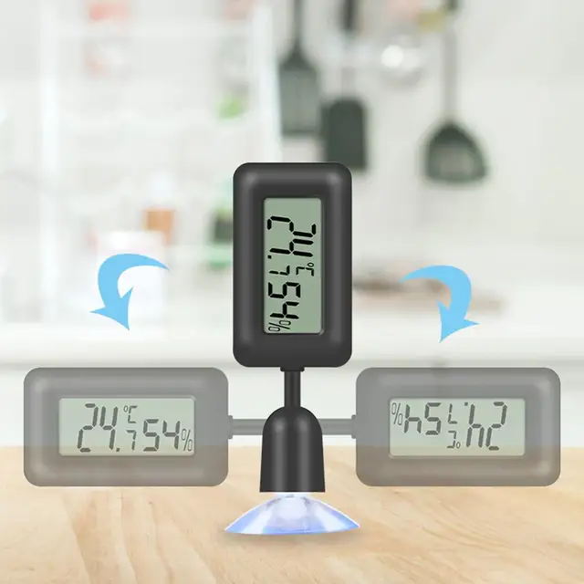 Mini Digital Reptile Thermometer 360 Degree Rotating Luminous Suction Cup Hygrometer For Lizards Snakes Spiders 4